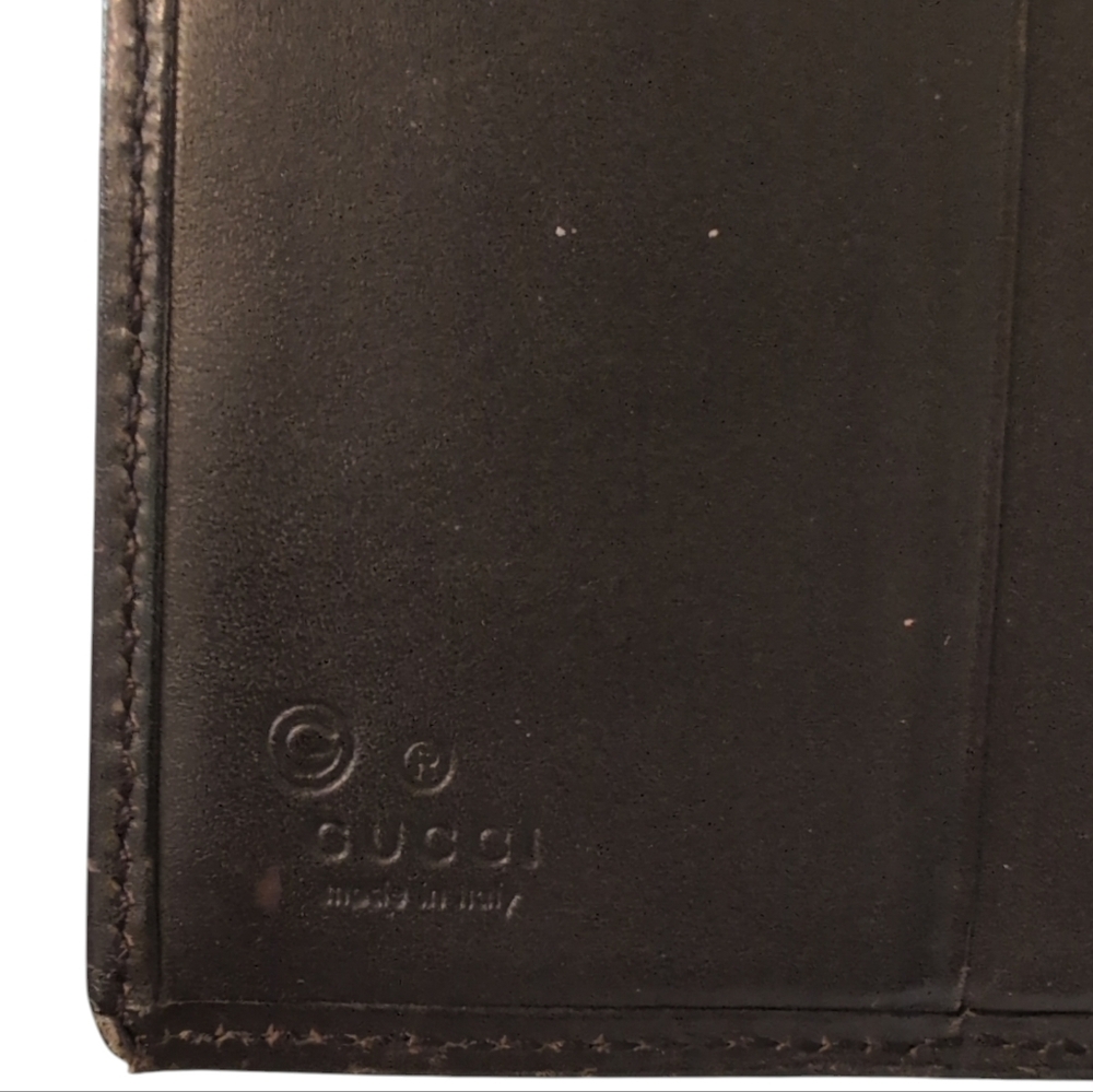 Gucci Black Brown Leather and Canvas Wallet Preloved Credit Card Men Women - Picture 9 of 15